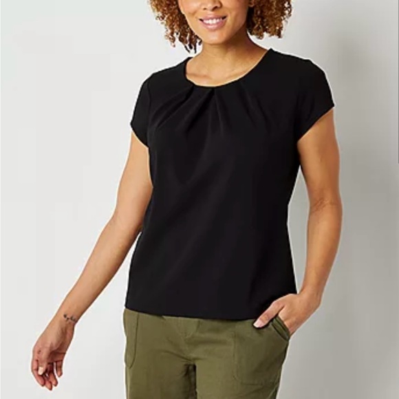 Liz Claiborne Texture Tee Womens Round Neck Short Sleeve Blouse XL - Picture 2 of 5